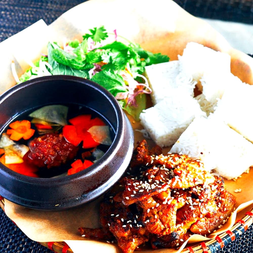 Grilled Pork Belly on Vermicelli