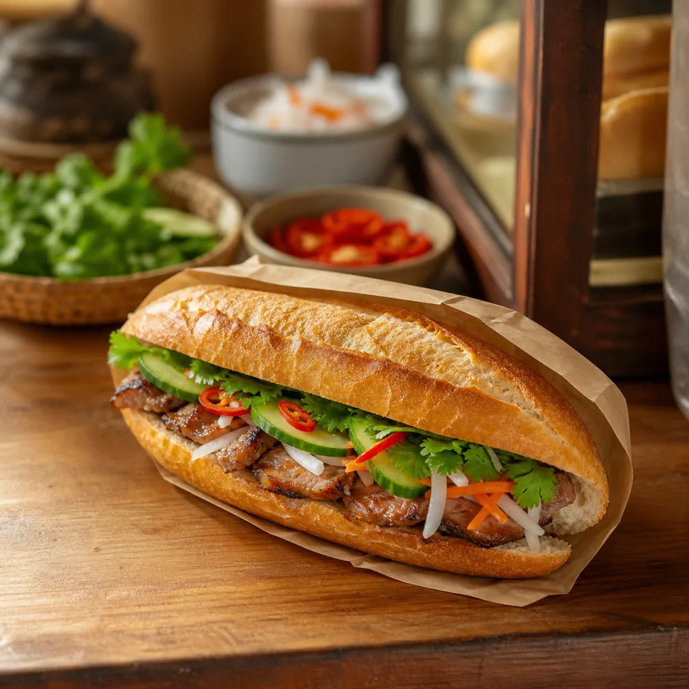Bánh mì on the counter