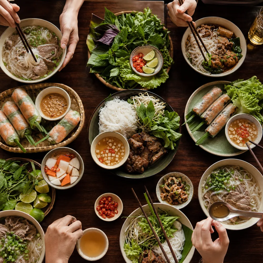 Plates shared across the table