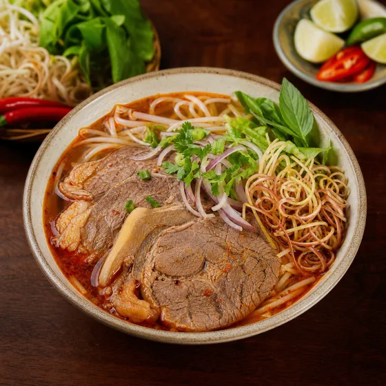Spicy lemongrass beef noodle soup