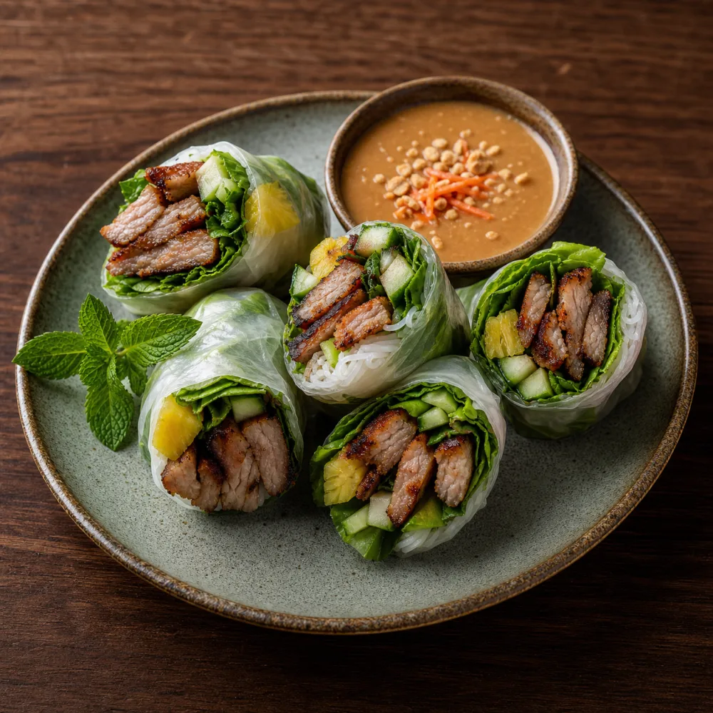 Fresh summer rolls on the counter
