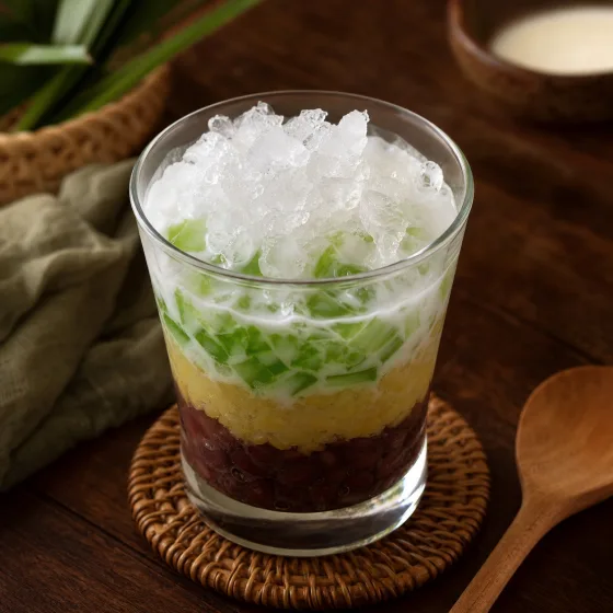 Three-colour bean dessert